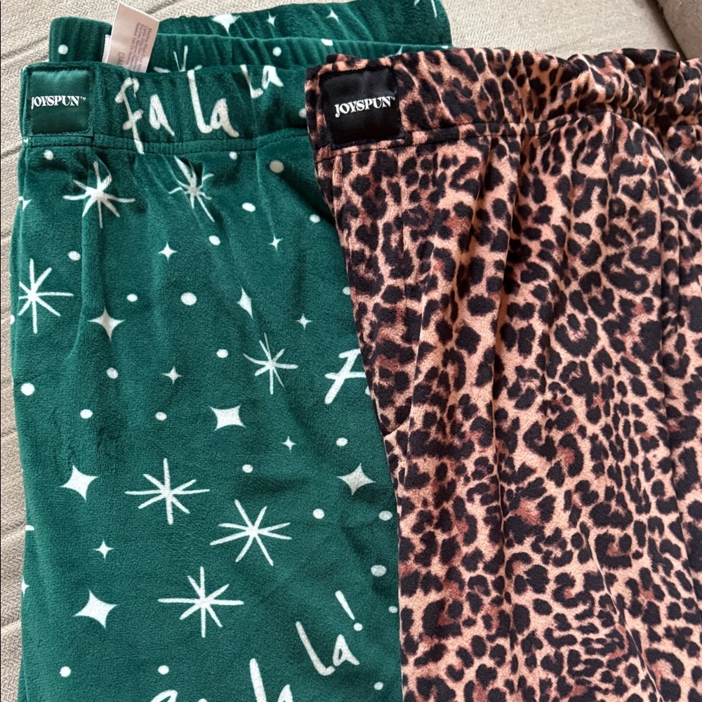 Joy spun pajama pants- Green Star & Brown Leopard Mix XL